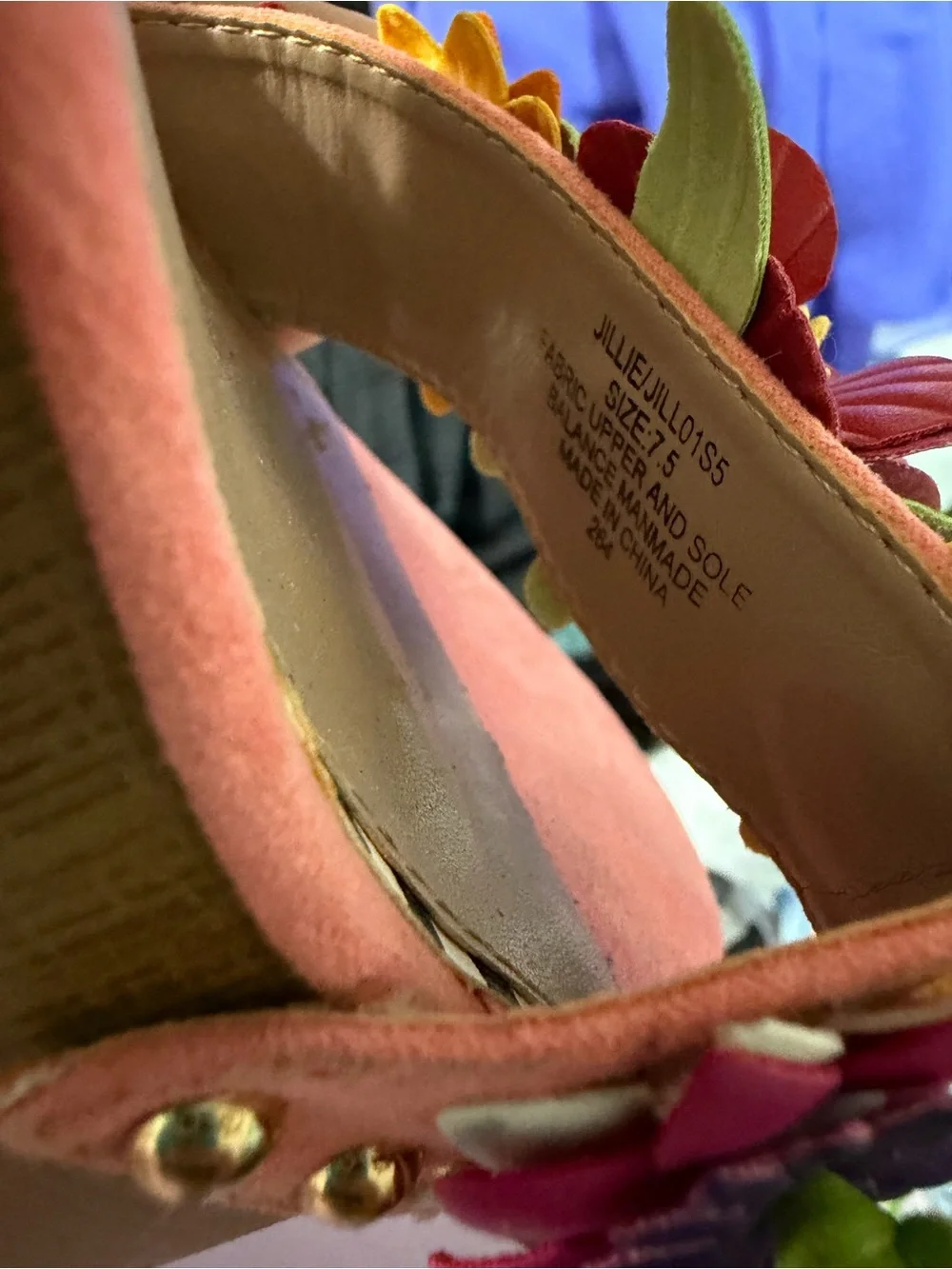 Betsey Johnson Coral Pink Floral Platform Sandals with Braided Ankle Strap